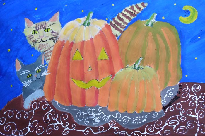Art Studio PALETTE. Angelina Rudakova Picture.  Tempera Holidays Halloween 